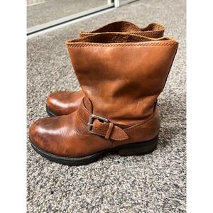 Diesel Women's Brown Leather Buckle Moto Biker Boots Size 36
